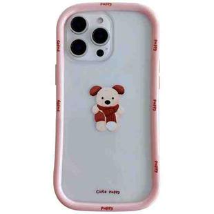 For iPhone 15 Pro Christmas Pattern Colorful PC Frame TPU Clear Phone Case(Cute Puppy)