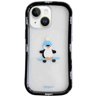 For iPhone 14 Christmas Pattern Colorful PC Frame TPU Clear Phone Case(Penguin)