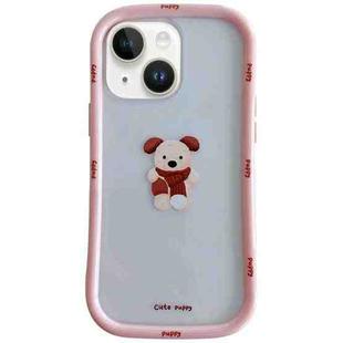 For iPhone 13 Christmas Pattern Colorful PC Frame TPU Clear Phone Case(Cute Puppy)