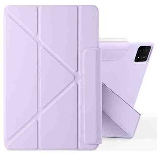 For Xiaomi Pad 6S Pro 12.4 2024 Fixed Buckle Magnetic Deformation Leather Tablet Case(Purple)