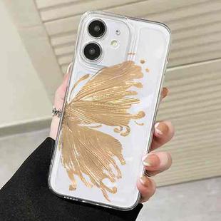 For iPhone 11 Butterfly Pattern Transparent TPU Phone Case(Gold)