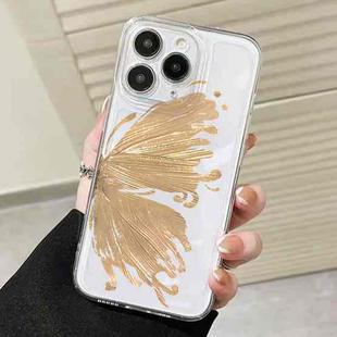 For iPhone 11 Pro Max Butterfly Pattern Transparent TPU Phone Case(Gold)