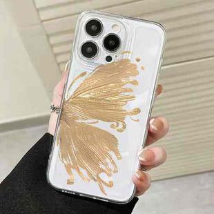 For iPhone 12 Pro Max Butterfly Pattern Transparent TPU Phone Case(Gold)