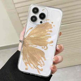 For iPhone 13 Pro Butterfly Pattern Transparent TPU Phone Case(Gold)