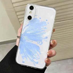 For iPhone XS / X Butterfly Pattern Transparent TPU Phone Case(Blue)