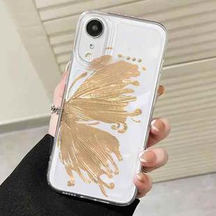 For iPhone XR Butterfly Pattern Transparent TPU Phone Case(Gold)