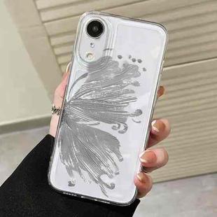 For iPhone XR Butterfly Pattern Transparent TPU Phone Case(Silver)