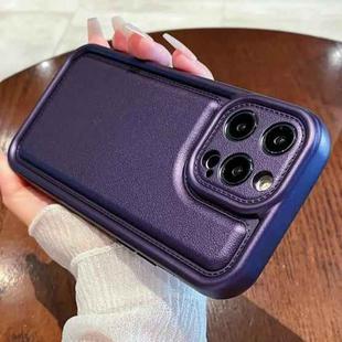 For iPhone 15 Pro Max Leather Texture TPU Phone Case(Purple)