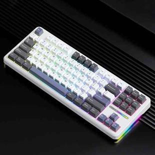 AULA F87 87 Keys Wired/2.4G/Bluetooth Three Model Customized RGB Mechanical Keyboard(White Grey Blue)