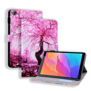Huawei MatePad T 8 Coloured Drawing Horizontal Flip Leather Case with Holder & Card Slot & Photo Frame(Cherry Tree)