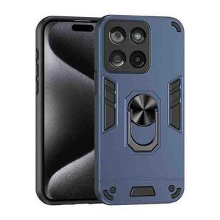 For Motorola Edge 60 Fusion Shockproof Metal Ring Holder Phone Case(Blue)