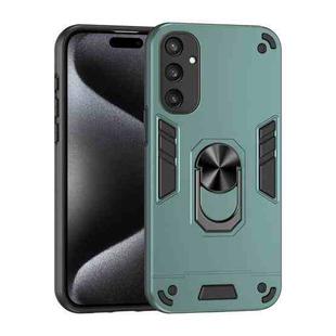 For Samsung Galaxy S25 5G Shockproof Metal Ring Holder Phone Case(Green)