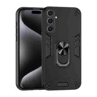 For Samsung Galaxy S25+ 5G Shockproof Metal Ring Holder Phone Case(Black)