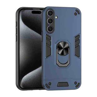 For Samsung Galaxy S25+ 5G Shockproof Metal Ring Holder Phone Case(Blue)