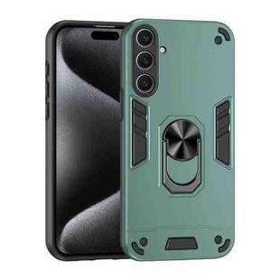 For Samsung Galaxy S25+ 5G Shockproof Metal Ring Holder Phone Case(Green)