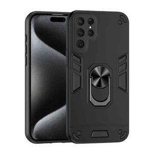 For Samsung Galaxy S25 Ultra 5G Shockproof Metal Ring Holder Phone Case(Black)