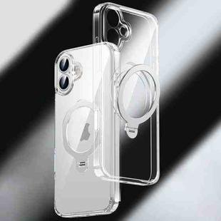 For iPhone 16 Plus Fine Hole 360 Degree Rotating Holder MagSafe Phone Case(Transparent)