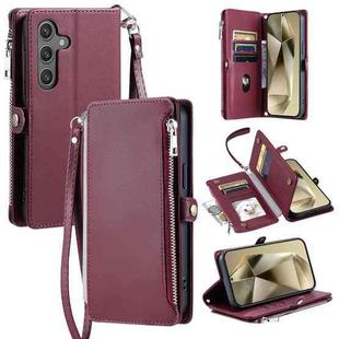 For Samsung Galaxy A17 5G Leather Stitching Multi-card Slot Zipper Phone Case(Wine Red)