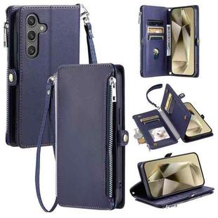 For Samsung Galaxy A17 5G Leather Stitching Multi-card Slot Zipper Phone Case(Blue)