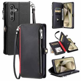For Samsung Galaxy A17 5G Leather Stitching Multi-card Slot Zipper Phone Case(Black)
