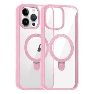 For iPhone 15 Pro Max High Transparency MagSafe Holder Phone Case(Pink)