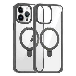 For iPhone 15 Pro Max High Transparency MagSafe Holder Phone Case(Titanium Gray)