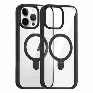 For iPhone 15 Pro Max High Transparency MagSafe Holder Phone Case(Black)