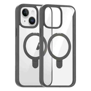 For iPhone 14 High Transparency MagSafe Holder Phone Case(Titanium Gray)