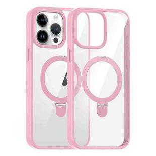 For iPhone 13 Pro High Transparency MagSafe Holder Phone Case(Pink)