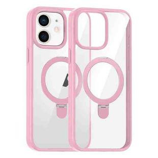 For iPhone 12 High Transparency MagSafe Holder Phone Case(Pink)