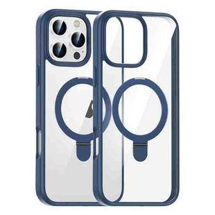 For iPhone 16 Pro Max High Transparency MagSafe Holder Phone Case(Dark Blue)