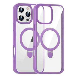 For iPhone 16 Pro High Transparency MagSafe Holder Phone Case(Purple)