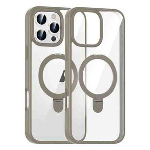 For iPhone 16 Pro High Transparency MagSafe Holder Phone Case(Titanium Gold)