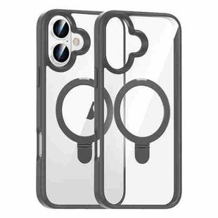 For iPhone 16 High Transparency MagSafe Holder Phone Case(Titanium Gray)