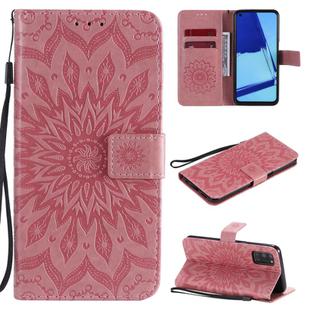 For OPPO A52 / A72 / A92 Sun Embossing Pattern Horizontal Flip Leather Case with Card Slot & Holder & Wallet & Lanyard(Pink)