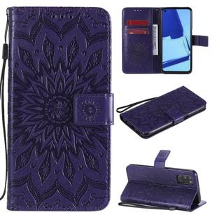 For OPPO A52 / A72 / A92 Sun Embossing Pattern Horizontal Flip Leather Case with Card Slot & Holder & Wallet & Lanyard(Purple)