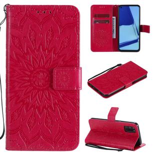 For OPPO A52 / A72 / A92 Sun Embossing Pattern Horizontal Flip Leather Case with Card Slot & Holder & Wallet & Lanyard(Red)