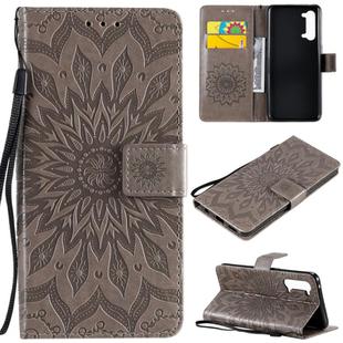 For OPPO Find X2 Lite / Reno3 5G Sun Embossing Pattern Horizontal Flip Leather Case with Card Slot & Holder & Wallet & Lanyard(Grey)