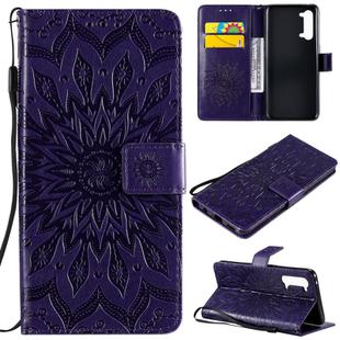 For OPPO Find X2 Lite / Reno3 5G Sun Embossing Pattern Horizontal Flip Leather Case with Card Slot & Holder & Wallet & Lanyard(Purple)