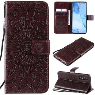 For OPPO Reno3 Pro / Find X2 Neo Sun Embossing Pattern Horizontal Flip Leather Case with Card Slot & Holder & Wallet & Lanyard(Brown)