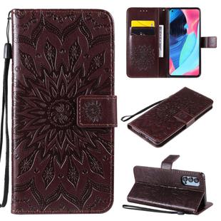 For OPPO Reno4 Pro 5G Sun Embossing Pattern Horizontal Flip Leather Case with Card Slot & Holder & Wallet & Lanyard(Brown)