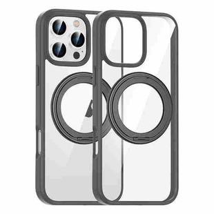 For iPhone 16 Pro High Transparency 360 Degree Rotating Holder MagSafe Phone Case(Titanium Gray)