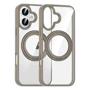 For iPhone 16 High Transparency 360 Degree Rotating Holder MagSafe Phone Case(Titanium Gold)