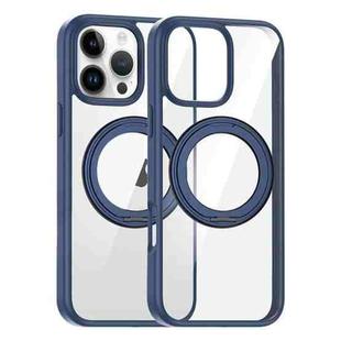 For iPhone 13 Pro Max High Transparency 360 Degree Rotating Holder MagSafe Phone Case(Dark Blue)