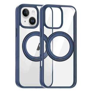 For iPhone 13 High Transparency 360 Degree Rotating Holder MagSafe Phone Case(Dark Blue)