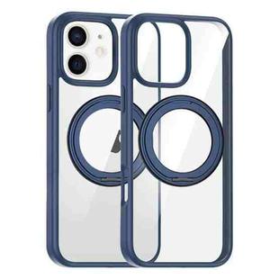 For iPhone 12 High Transparency 360 Degree Rotating Holder MagSafe Phone Case(Dark Blue)