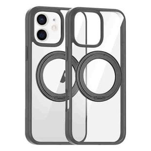 For iPhone 12 High Transparency 360 Degree Rotating Holder MagSafe Phone Case(Titanium Gray)