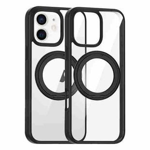 For iPhone 11 High Transparency 360 Degree Rotating Holder MagSafe Phone Case(Black)