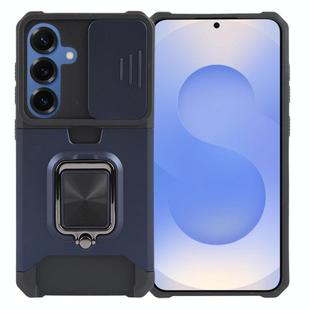 For Samsung Galaxy S25 5G Camera Shield Card Slot PC Hybrid TPU Phone Case(Blue)