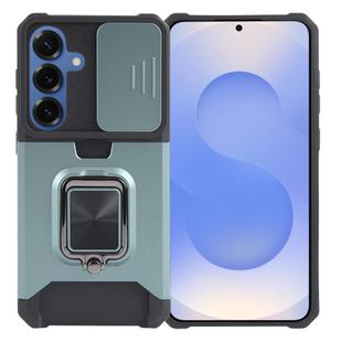 For Samsung Galaxy S25 5G Camera Shield Card Slot PC Hybrid TPU Phone Case(Dark Green)